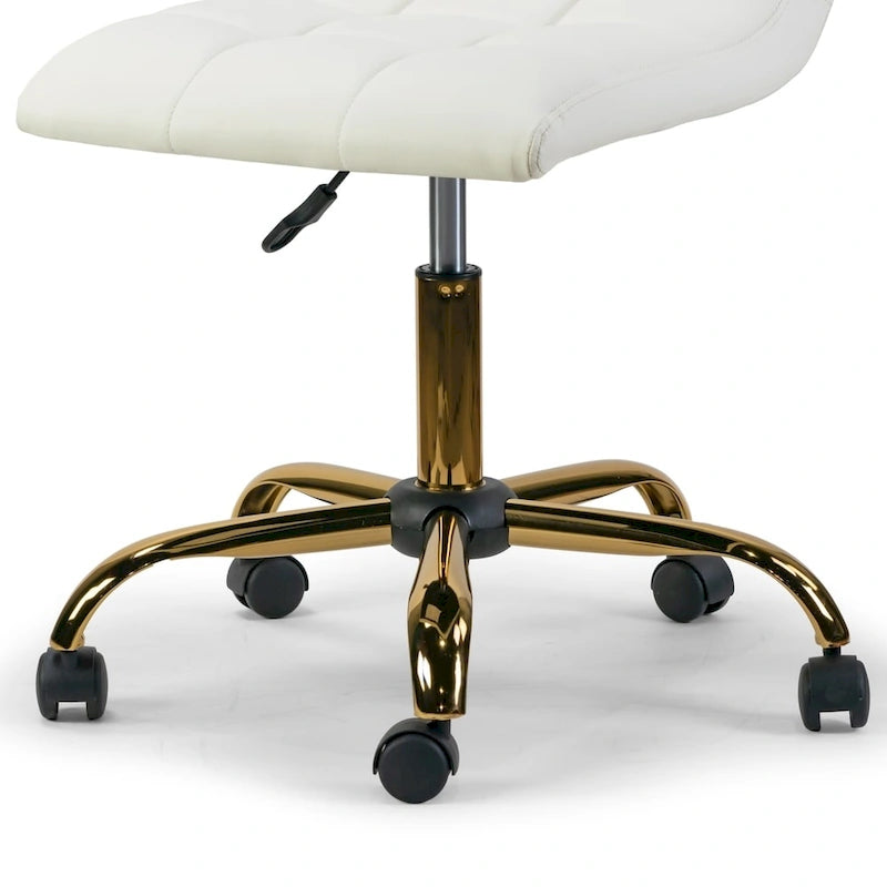 Sedia da ufficio girevole Off-White senza braccioli, similpelle, 1 posto