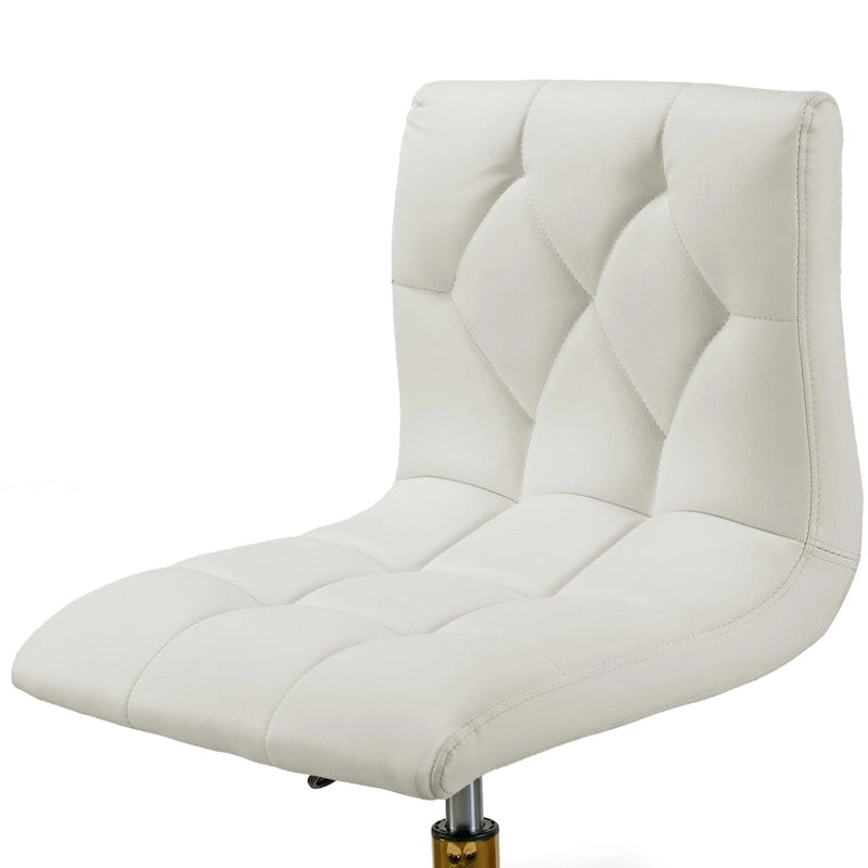 Sedia da ufficio girevole Off-White senza braccioli, similpelle, 1 posto