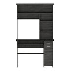 Scrivania con mobiletto, ripiani, vassoio per tastiera e pannello per CPU, grigio chiaro/grigio scuro/nera – 1 persona