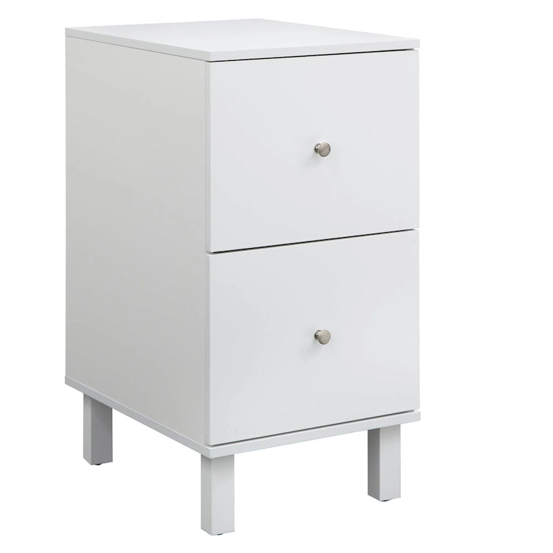 Cassettiera portadocumenti bianca a 2 cassetti – Legno massiccio e MDF, Stile rustico, 1 persona