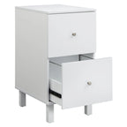 Cassettiera portadocumenti bianca a 2 cassetti – Legno massiccio e MDF, Stile rustico, 1 persona