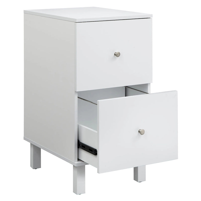 Cassettiera portadocumenti bianca a 2 cassetti – Legno massiccio e MDF, Stile rustico, 1 persona
