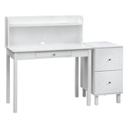 Cassettiera portadocumenti bianca a 2 cassetti – Legno massiccio e MDF, Stile rustico, 1 persona