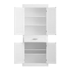 Mobiletto a terra con ante laccato bianco, 4 ripiani, singolo