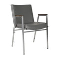 Sedia impilabile in vinile grigio/blu navy/nero con braccioli – 53 cm P x 53 cm L x 79 cm H, 1 persona