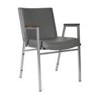 Sedia impilabile in vinile grigio/blu navy/nero con braccioli – 53 cm P x 53 cm L x 79 cm H, 1 persona