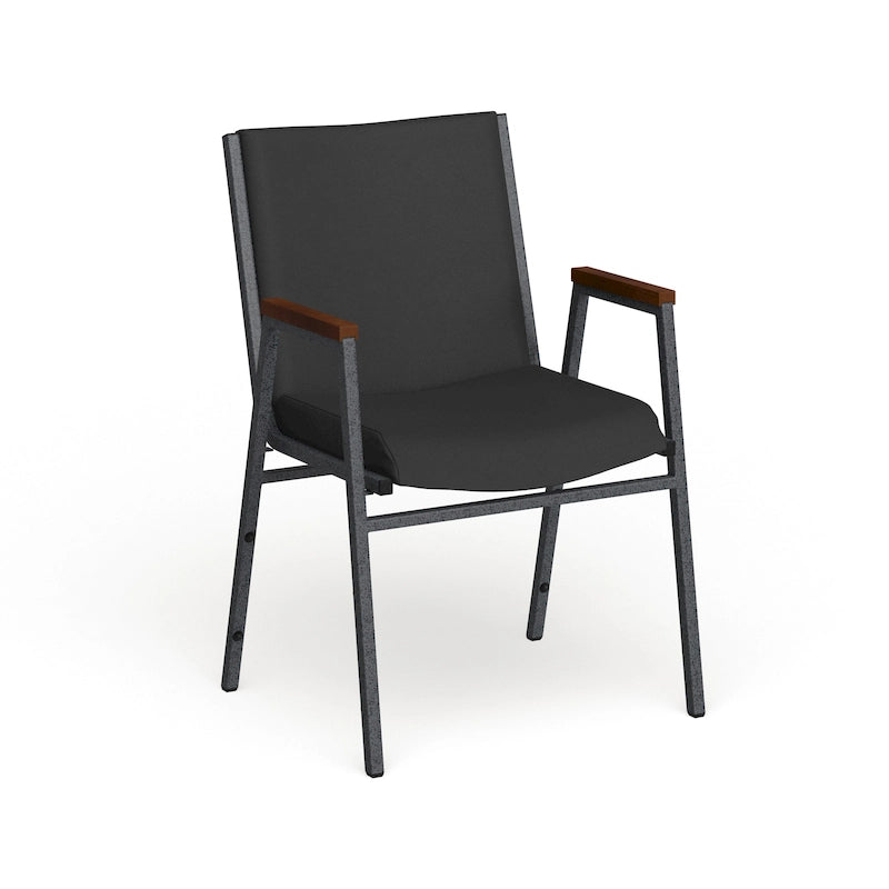 Sedia impilabile in vinile grigio/blu navy/nero con braccioli – 53 cm P x 53 cm L x 79 cm H, 1 persona