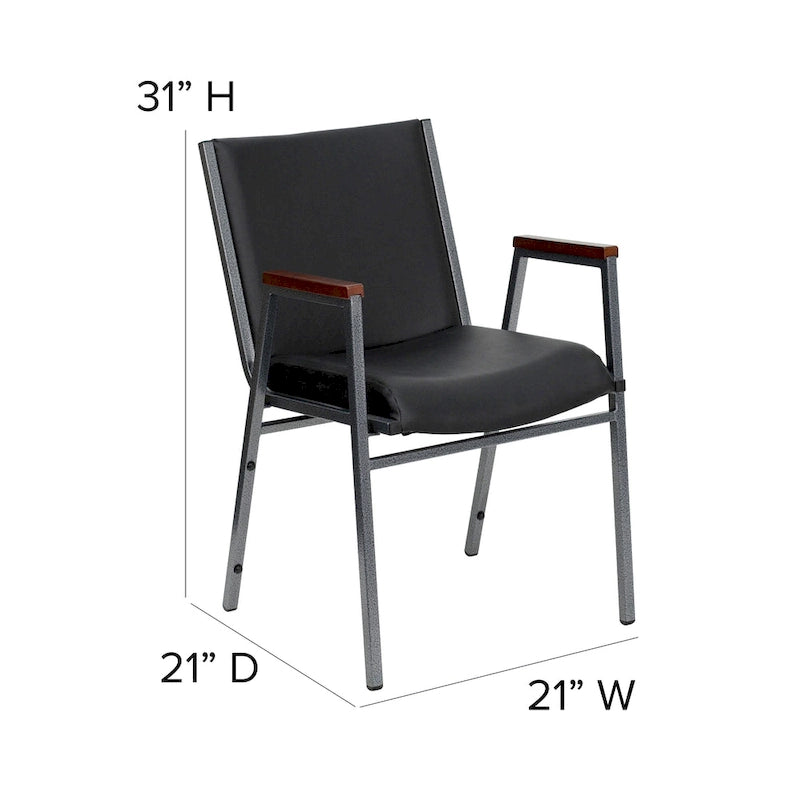Sedia impilabile in vinile grigio/blu navy/nero con braccioli – 53 cm P x 53 cm L x 79 cm H, 1 persona