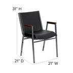 Sedia impilabile in vinile grigio/blu navy/nero con braccioli – 53 cm P x 53 cm L x 79 cm H, 1 persona