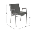 Sedia impilabile in vinile grigio/blu navy/nero con braccioli – 53 cm P x 53 cm L x 79 cm H, 1 persona