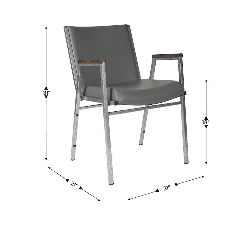 Sedia impilabile in vinile grigio/blu navy/nero con braccioli – 53 cm P x 53 cm L x 79 cm H, 1 persona