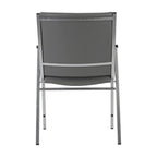 Sedia impilabile in vinile grigio/blu navy/nero con braccioli – 53 cm P x 53 cm L x 79 cm H, 1 persona