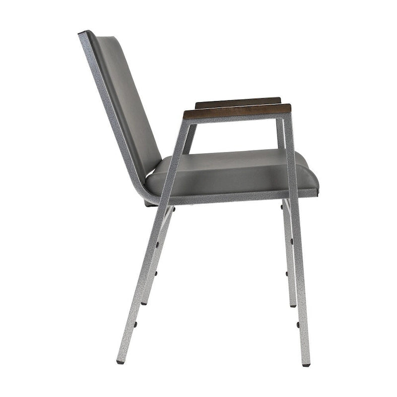 Sedia impilabile in vinile grigio/blu navy/nero con braccioli – 53 cm P x 53 cm L x 79 cm H, 1 persona