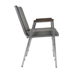 Sedia impilabile in vinile grigio/blu navy/nero con braccioli – 53 cm P x 53 cm L x 79 cm H, 1 persona