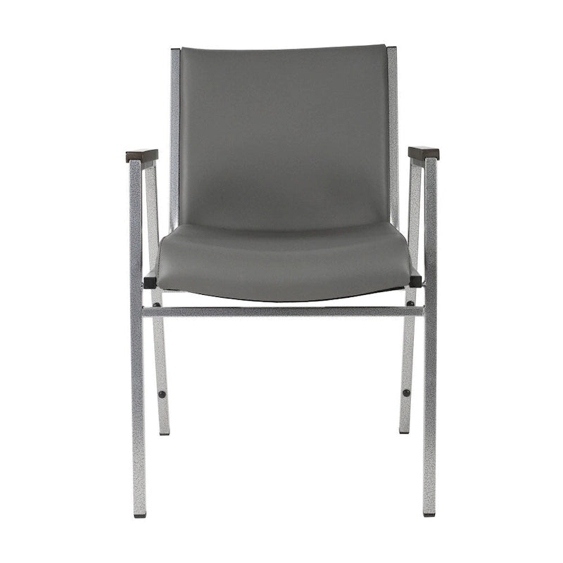Sedia impilabile in vinile grigio/blu navy/nero con braccioli – 53 cm P x 53 cm L x 79 cm H, 1 persona