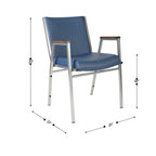 Sedia impilabile in vinile grigio/blu navy/nero con braccioli – 53 cm P x 53 cm L x 79 cm H, 1 persona