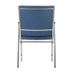 Sedia impilabile in vinile grigio/blu navy/nero con braccioli – 53 cm P x 53 cm L x 79 cm H, 1 persona