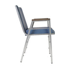 Sedia impilabile in vinile grigio/blu navy/nero con braccioli – 53 cm P x 53 cm L x 79 cm H, 1 persona