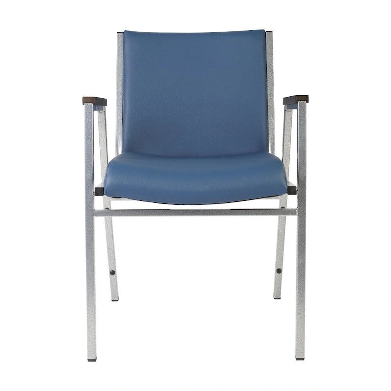 Sedia impilabile in vinile grigio/blu navy/nero con braccioli – 53 cm P x 53 cm L x 79 cm H, 1 persona