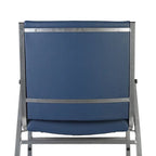 Sedia impilabile in vinile grigio/blu navy/nero con braccioli – 53 cm P x 53 cm L x 79 cm H, 1 persona