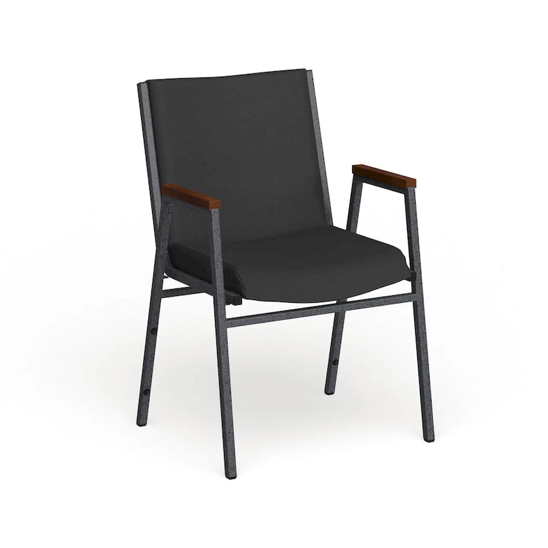 Sedia impilabile in vinile grigio/blu navy/nero con braccioli – 53 cm P x 53 cm L x 79 cm H, 1 persona
