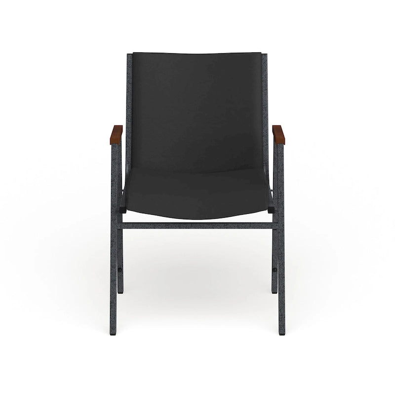 Sedia impilabile in vinile grigio/blu navy/nero con braccioli – 53 cm P x 53 cm L x 79 cm H, 1 persona
