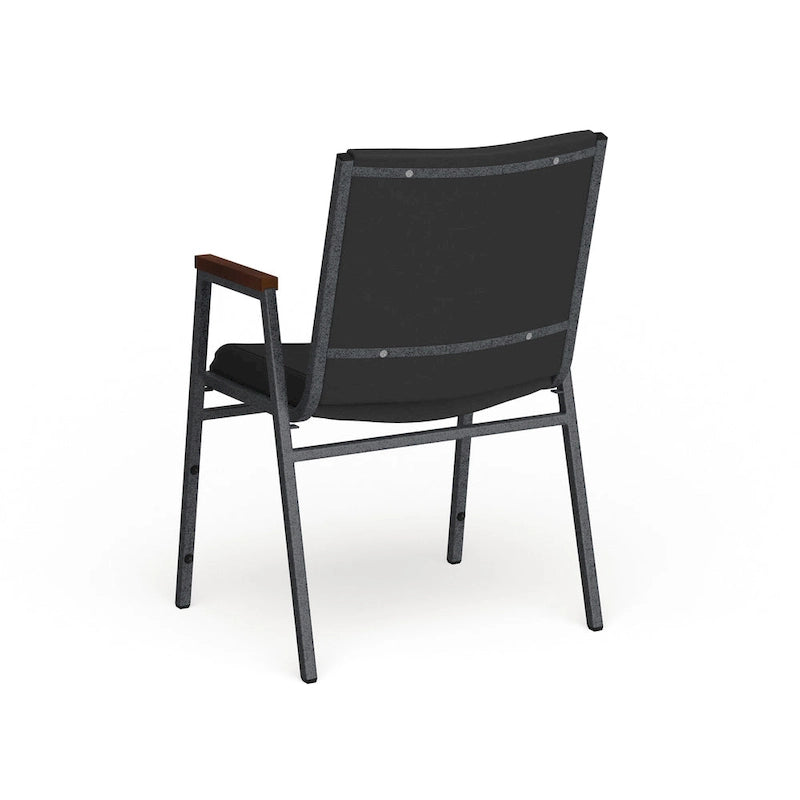 Sedia impilabile in vinile grigio/blu navy/nero con braccioli – 53 cm P x 53 cm L x 79 cm H, 1 persona