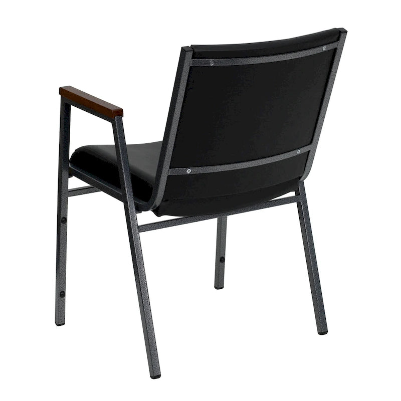 Sedia impilabile in vinile grigio/blu navy/nero con braccioli – 53 cm P x 53 cm L x 79 cm H, 1 persona