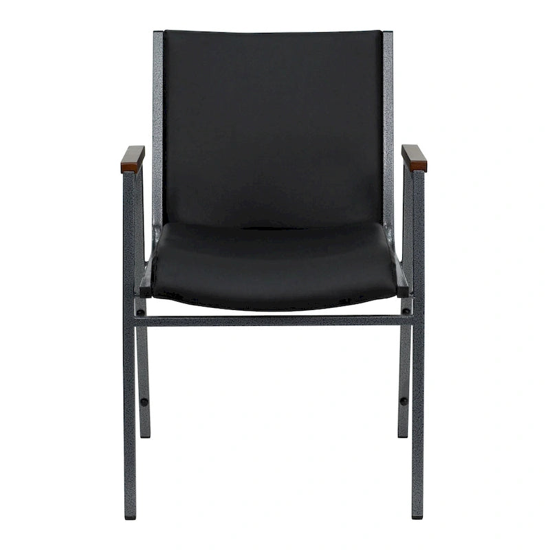 Sedia impilabile in vinile grigio/blu navy/nero con braccioli – 53 cm P x 53 cm L x 79 cm H, 1 persona