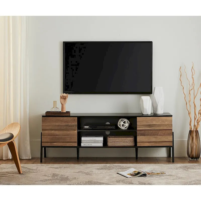 Mobile TV marrone stile metà secolo da 59" per schermi piatti fino a 65", montaggio da 1 persona