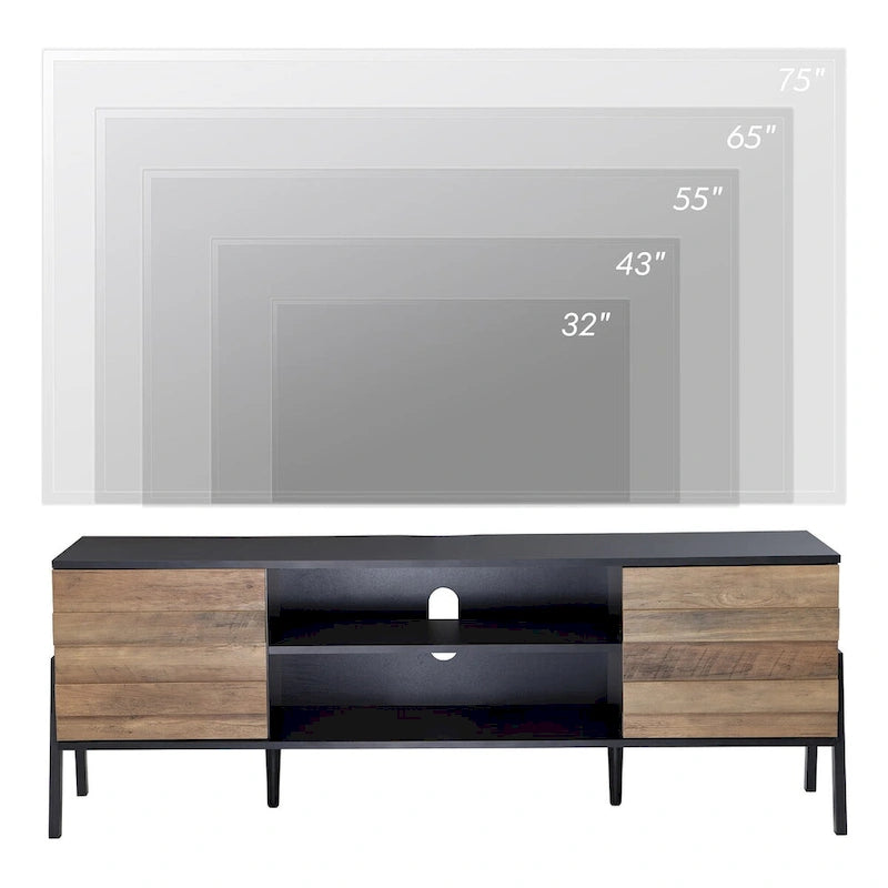 Mobile TV marrone stile metà secolo da 59" per schermi piatti fino a 65", montaggio da 1 persona