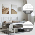 vidaXL Full Metal Bed Frame with Headboard, White, No Mattress - 77.2  x 55.9  x 35.4 