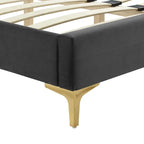 Letto a piattaforma Queen in velluto trapuntato a canale – Carbone / Blu / Bianco / Rosa, 2 persone