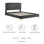 Letto a piattaforma Queen in velluto trapuntato a canale – Carbone / Blu / Bianco / Rosa, 2 persone