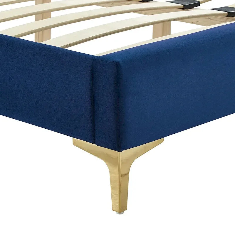 Letto a piattaforma Queen in velluto trapuntato a canale – Carbone / Blu / Bianco / Rosa, 2 persone