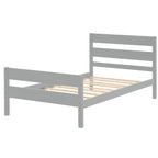 Letto singolo grigio/espresso/bianco con testiera e pediera, 1 persona