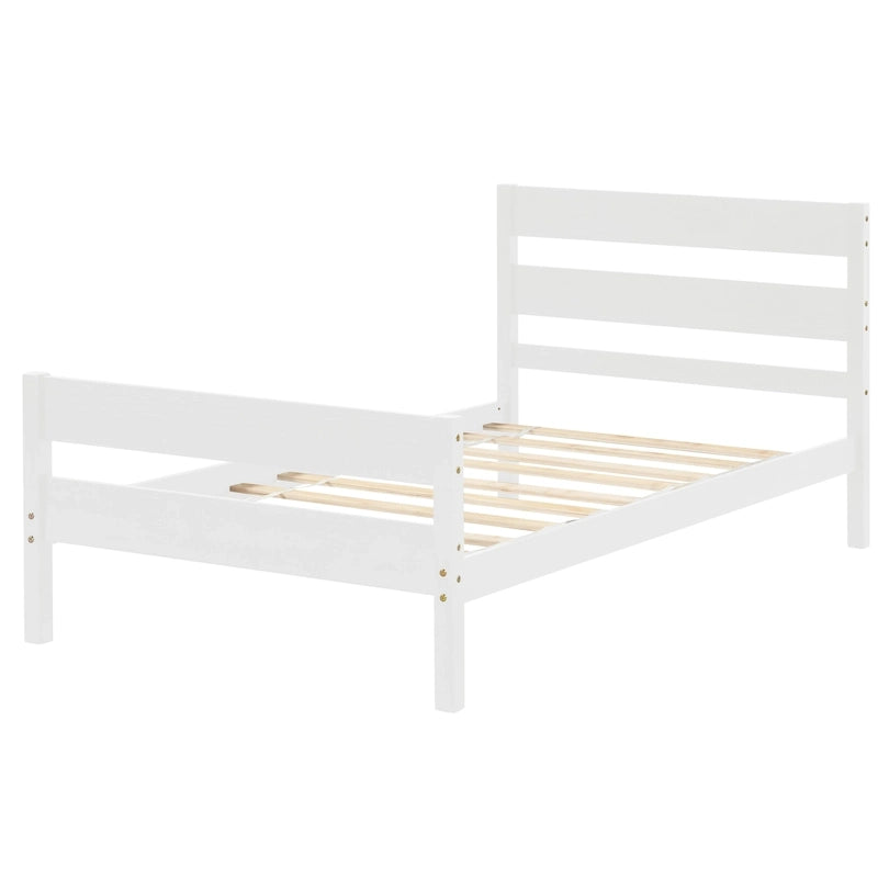 Letto singolo grigio/espresso/bianco con testiera e pediera, 1 persona