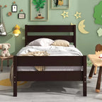 Letto singolo grigio/espresso/bianco con testiera e pediera, 1 persona