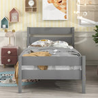 Letto singolo grigio/espresso/bianco con testiera e pediera, 1 persona