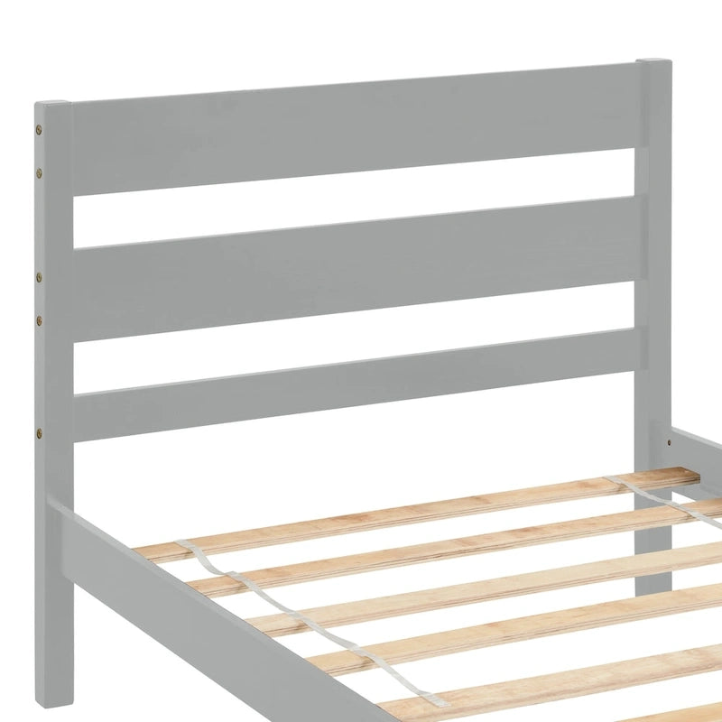 Letto singolo grigio/espresso/bianco con testiera e pediera, 1 persona