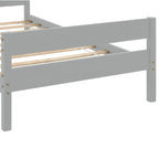 Letto singolo grigio/espresso/bianco con testiera e pediera, 1 persona