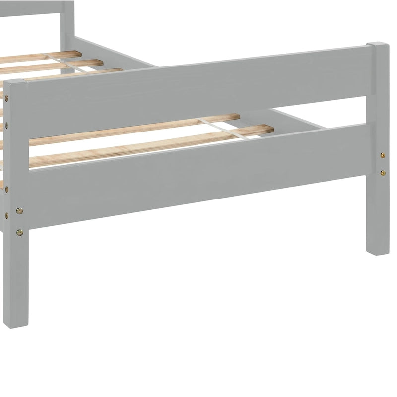 Letto singolo grigio/espresso/bianco con testiera e pediera, 1 persona