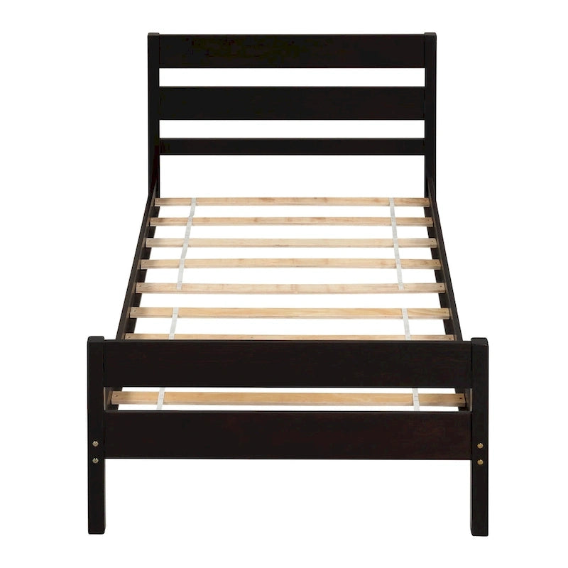 Letto singolo grigio/espresso/bianco con testiera e pediera, 1 persona