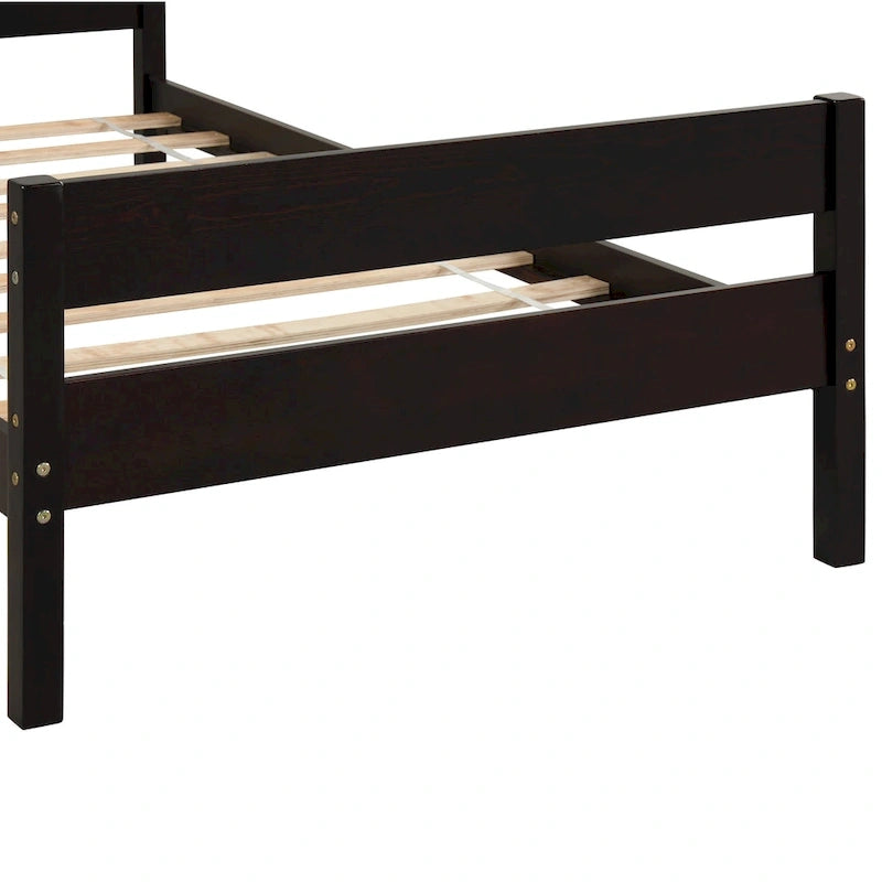 Letto singolo grigio/espresso/bianco con testiera e pediera, 1 persona