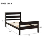 Letto singolo grigio/espresso/bianco con testiera e pediera, 1 persona