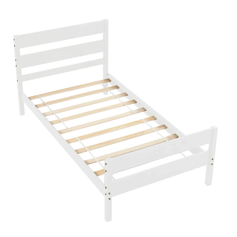 Letto singolo grigio/espresso/bianco con testiera e pediera, 1 persona