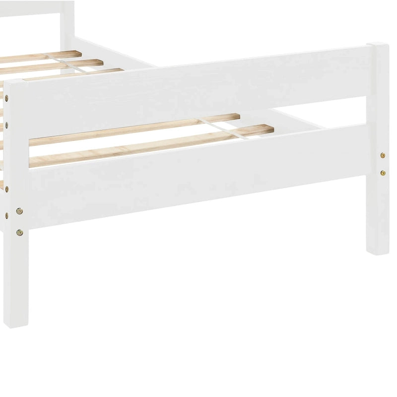 Letto singolo grigio/espresso/bianco con testiera e pediera, 1 persona