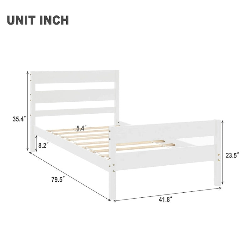 Letto singolo grigio/espresso/bianco con testiera e pediera, 1 persona