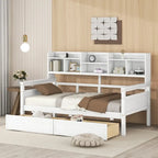 Daybed singolo (80 x 190 cm) con 2 cassetti e ripiano in colori Espresso, Grigio, Bianco.