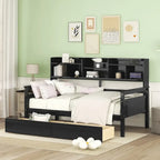 Daybed singolo (80 x 190 cm) con 2 cassetti e ripiano in colori Espresso, Grigio, Bianco.